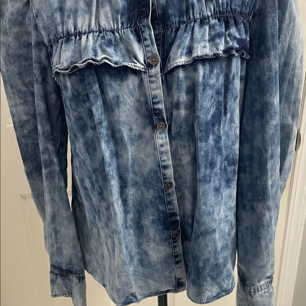 Women's Blue Button Down Shirt - Picture 4 of 12